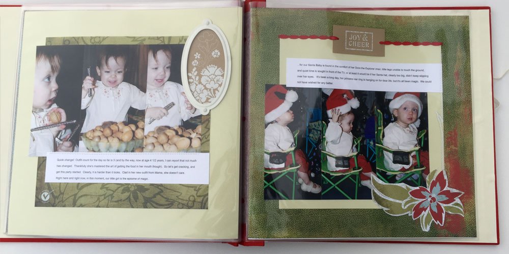 First Christmas Day digital scrapbook photo book spread 2003