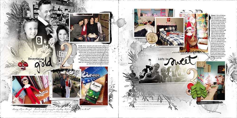 Photo-focused digital scrapbook photo book spread 2014