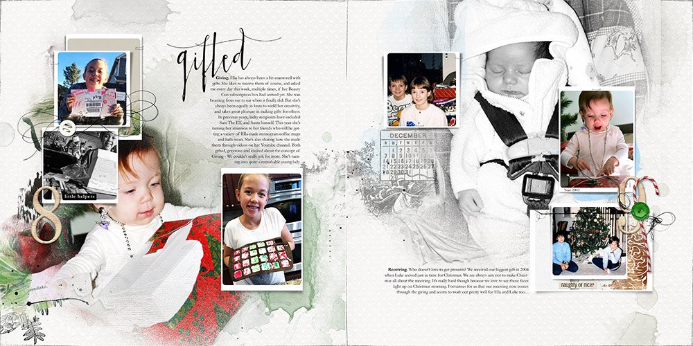Single-story digital scrapbook photo book spread 2015