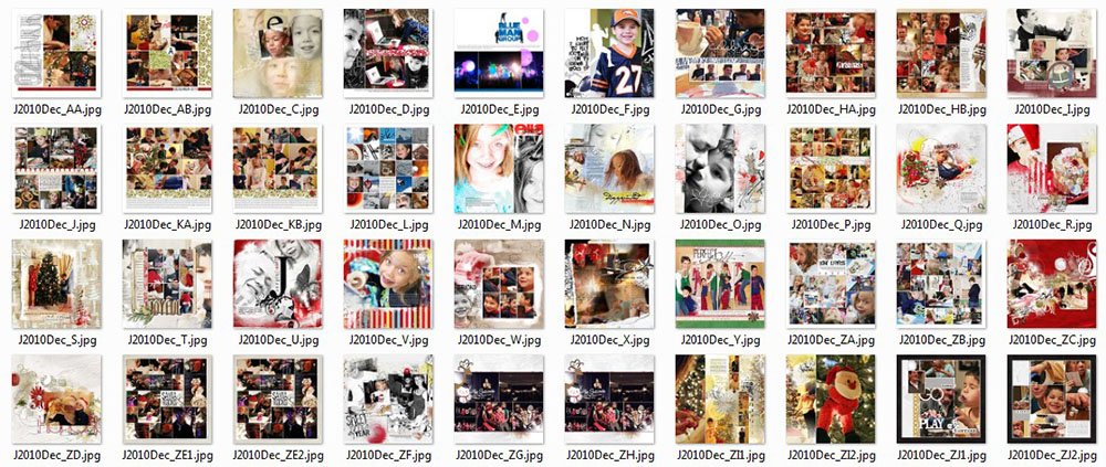 Curated themed digital scrapbook album pages 2009 2010