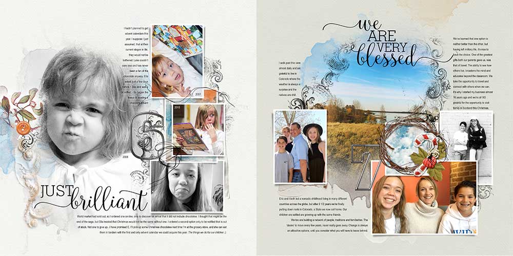 Digital scrapbook photo book project 2017 pages 6 and 7