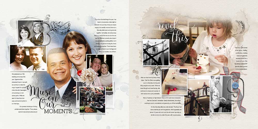 Digital scrapbook photo book project 2017 pages 8 and 9