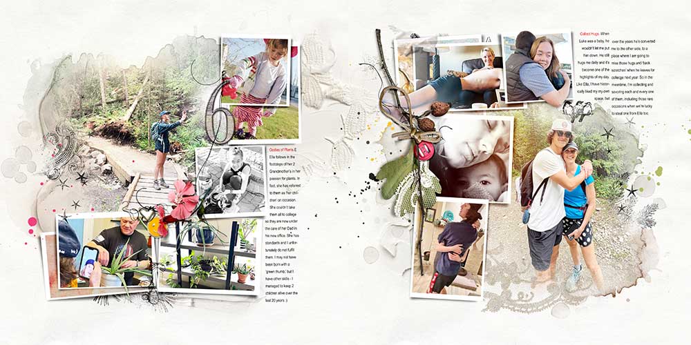 Digital scrapbook photo book project 2022 pages 6 and 7
