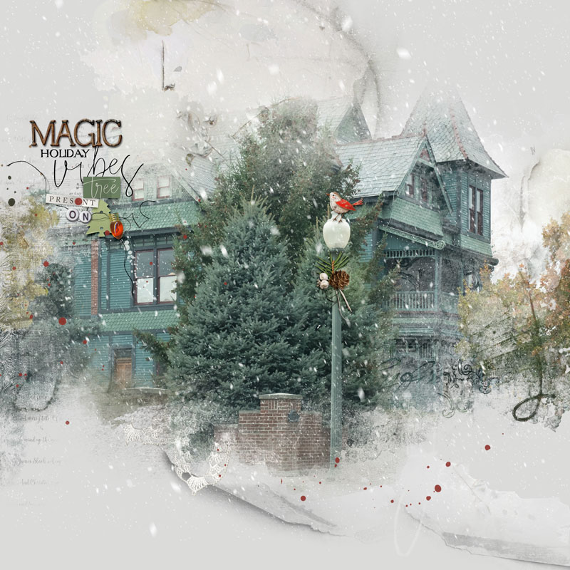 multiple FotoBlendz clipping masks on one page — a multi-photo blended layout
