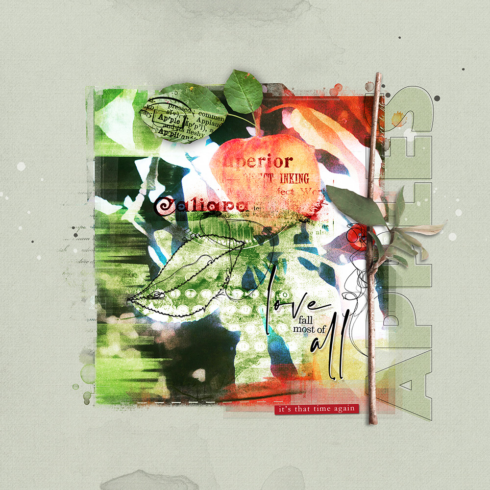 Prisma app golden hour effect combined with dimensional embellishments in digital scrapbooking layout by Miki Krueger