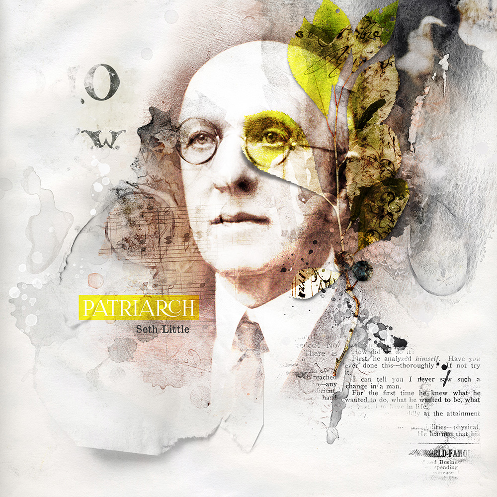 Textures brushes and artsy transfers combined in a digital scrapbooking layout by Miki Krueger