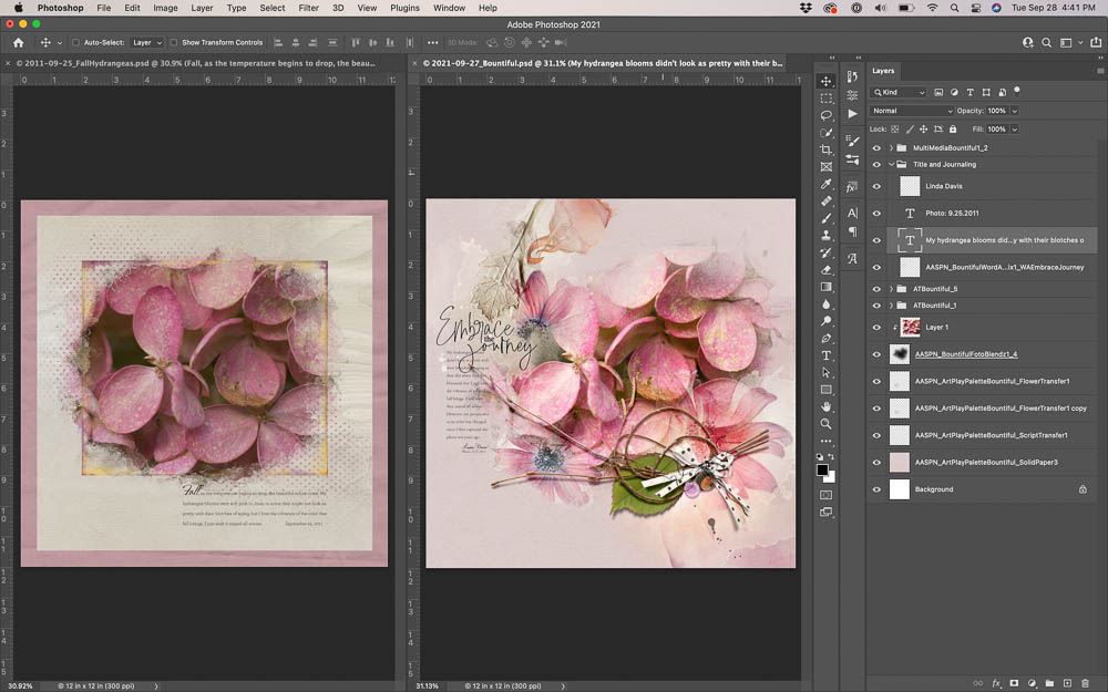 ann aspnes blending photos in digital scrapbooking - traditional vs digital