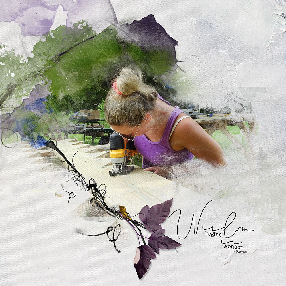 Finished simple digital scrapbooking page by Joan Robillard