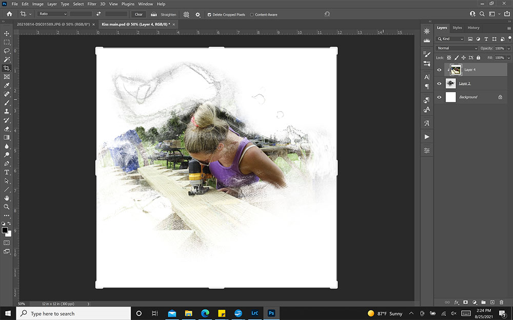 simple digital scrapbooking page layout foundation with FotoBlendz clipping mask and photo in Photoshop