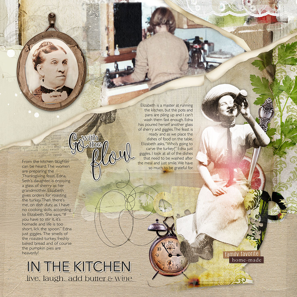 Digital scrapbooking story about family history - In The Kitchen by Miki Krueger