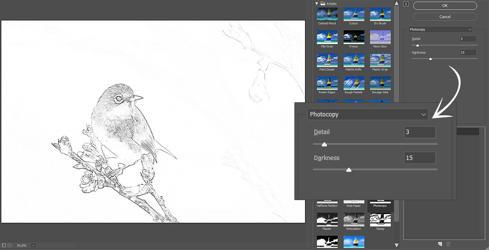 Artsy Sketch Effect Using Filter Gallery