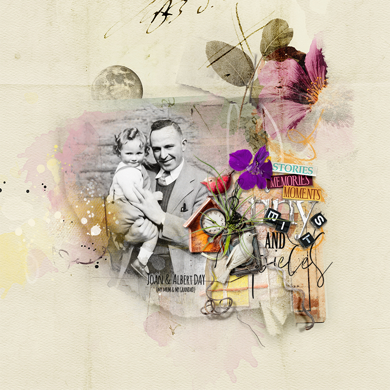 clipping masks digital scrapbooking — a photo blended into the page background with a FotoBlendz mask