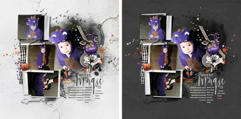 digital scrapbooking background — matching value, dark paper with dark photo
