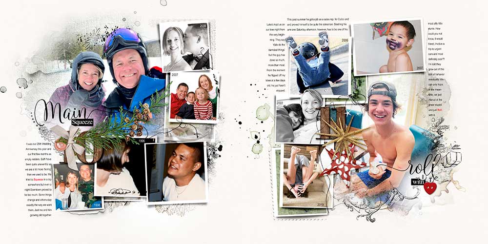 Digital scrapbook photo book project 2023 pages 10 and 11