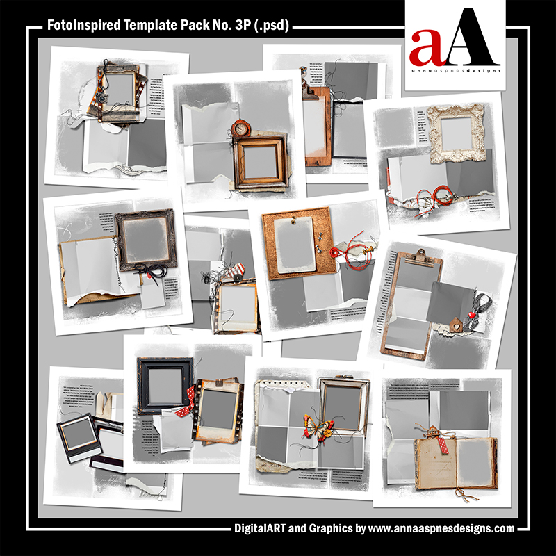 FotoInspired Template Collection Album Pack 2P Digital Scrapbooking Supplies by Anna Aspnes Designs
