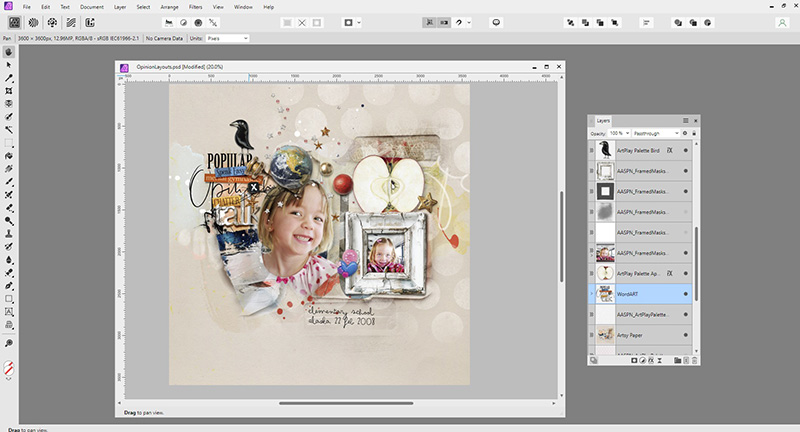 Affinity by Canva interface showing layers and masking tools for digital scrapbooking — best digital scrapbooking programs