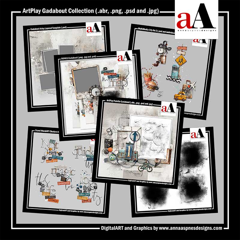 ArtPlay Gadabout Collection — neutral versatile digital scrapbooking supplies
