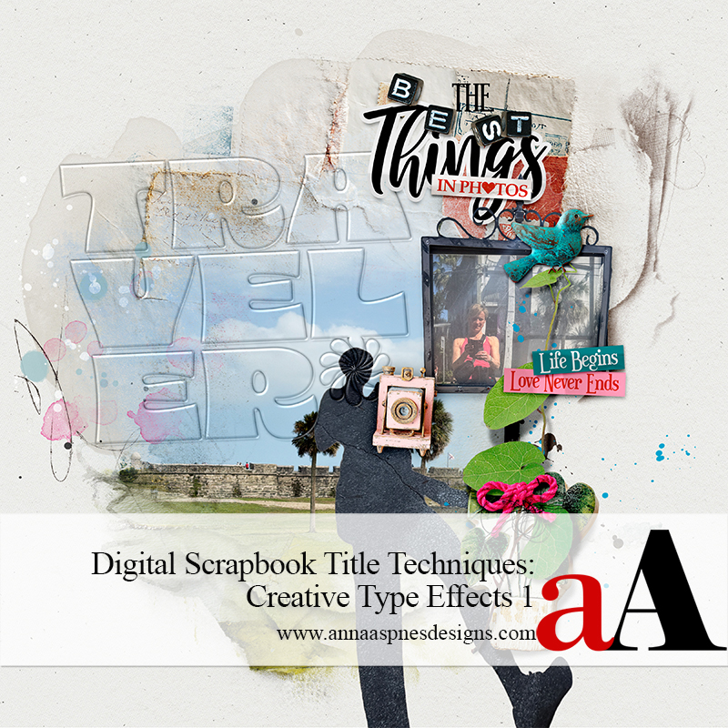 digital scrapbook title techniques