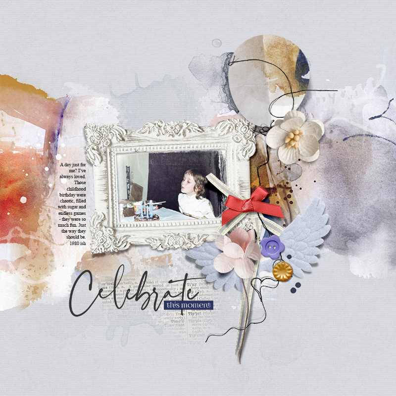 simple beginner digital scrapbook page using a kit and one photo