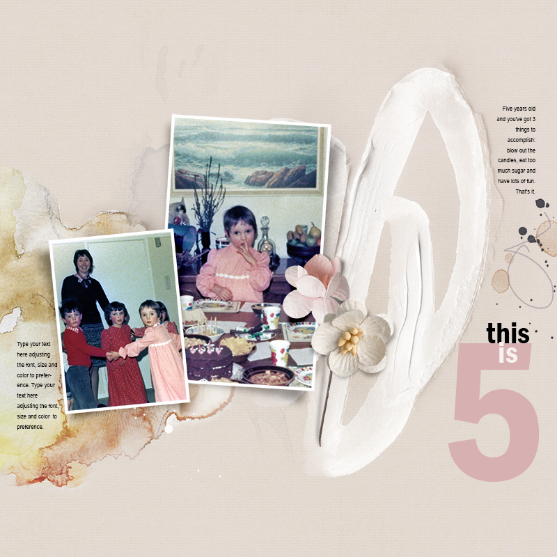 A beginner digital scrapbook page using a free starter template for digital scrapbooking beginners