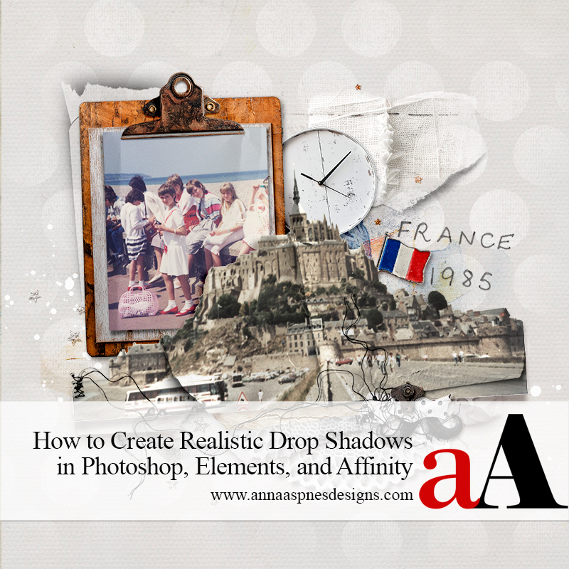 realistic drop shadows in digital scrapbooking