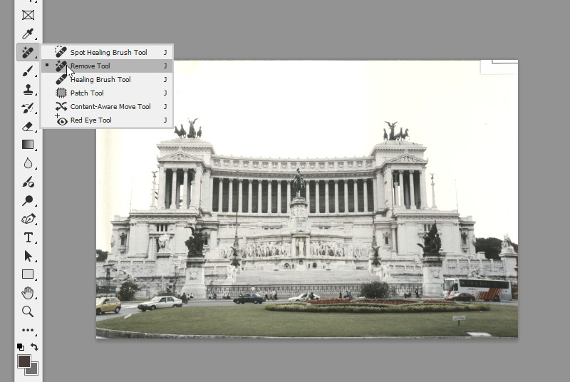 Photoshop 2026 digital scrapbooking Remove tool selected from the tools panel flyout