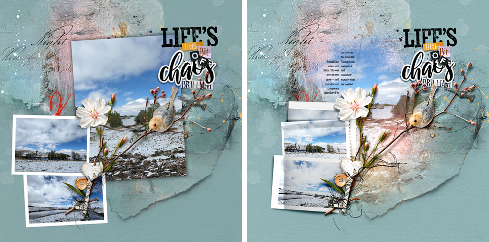 Canva for scrapbooking compared with Photoshop using the same ArtPlay Beltane Collection