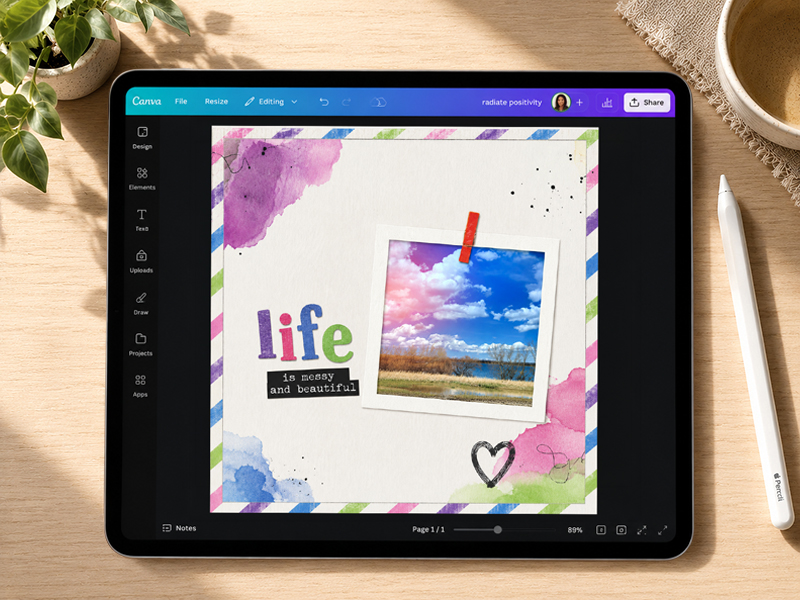 Digital scrapbooking on iPad using Canva